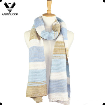 2016 New Winter Beautiful Stripe Big Womens Knit Scarf